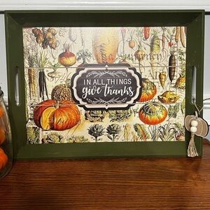NWT-🍁🍁BEAUTIFUL Fall Harvest “In All Things Give Thanks”Serving Tray